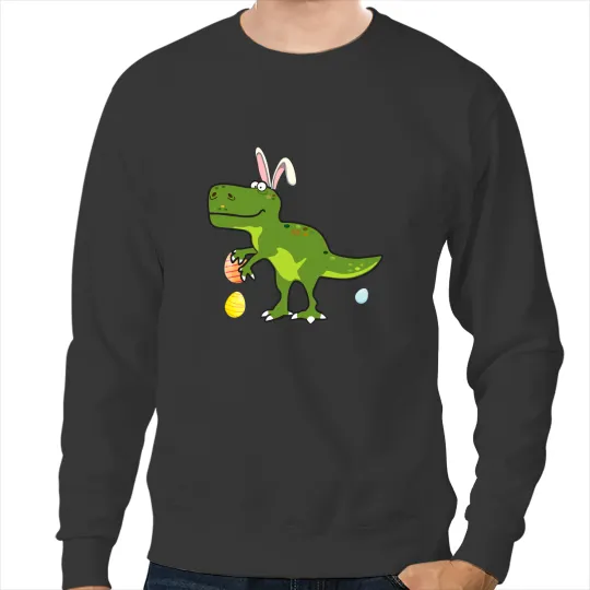 Dinosaur Dino Dino Easter Egg Hunting TRex Cool Easter Celebration Tee Sweatshirts