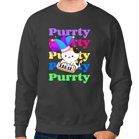 Cat Paws Kawaii Cat Plays Piano Purrty Party Kitten Sweatshirts