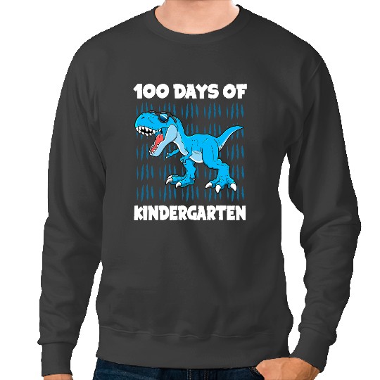 Dinosaur Dino 100 Days of Kindergarten Trex Dinosaur 100th Day School Boys Sweatshirts