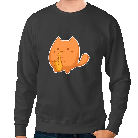 Cat Paws Playing Saxophone Kittens Saxo Marching Band Gift Sweatshirts