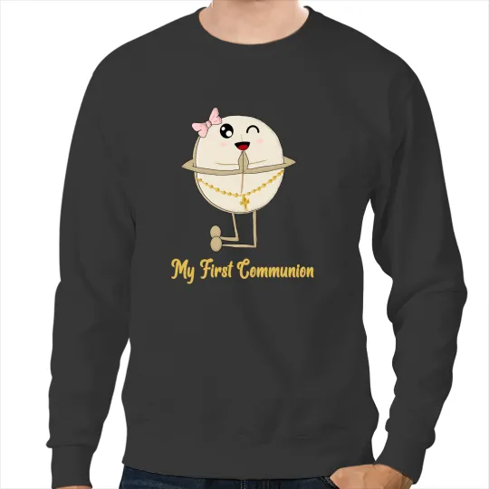 Cat Paws My First Communion Girls Catholic Religious Kids Wafer Sweatshirts