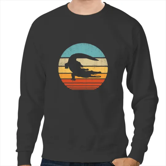 Alligator Animals Retro vintages 60s 70s Sunset Reptile Animal Men Crocodile Sweatshirts