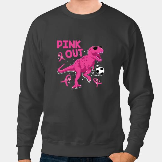 Dinosaur Dino Breast Cancer Ribbon Pink Out Soccer Sweatshirts