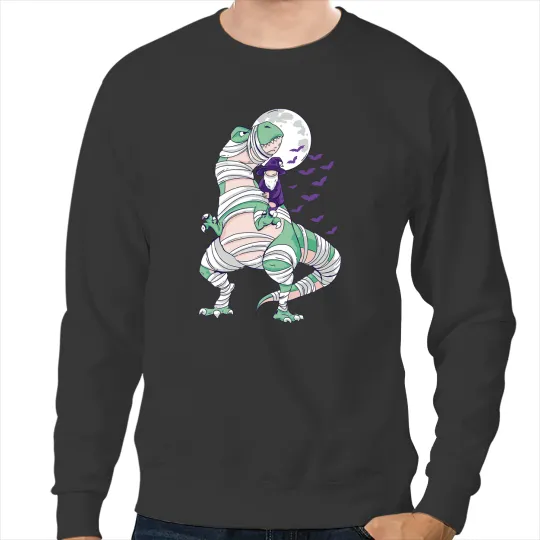 Dinosaur Dino Halloween Trex Dinosaur Mummy and Wizard Bats Funny Costume Sweatshirts