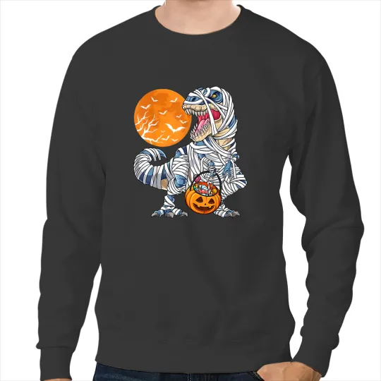 Dinosaur Dino Halloween Dinosaur T rex Mummy Pumpkin Sweatshirts