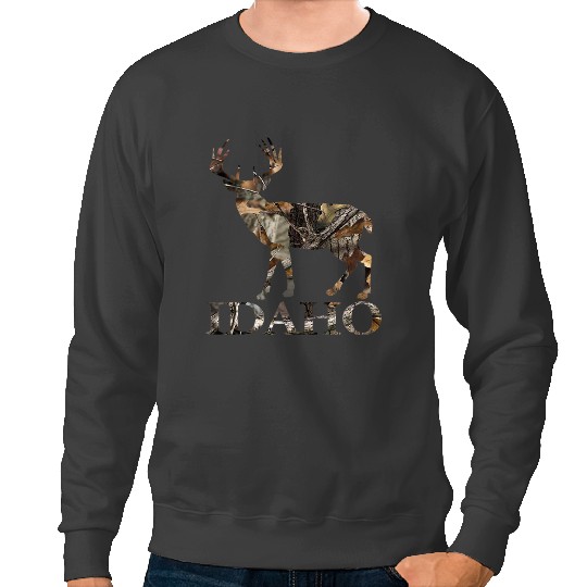 Deers Whitetail Deer Hunt Idaho State Hunting Camo Sweatshirts