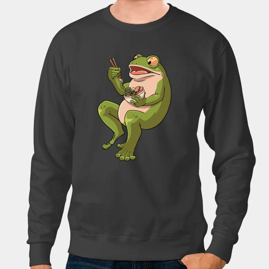 Frog Gift Toad Frog eating Ramen Soup Design for a Frog Hunter 1 Sweatshirts