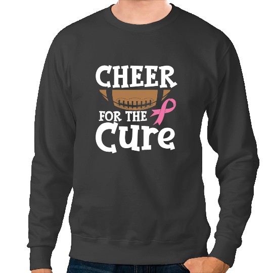 Football Gift Cheer For The Cure Breast Cancer Pink Ribbon Football Sweatshirts