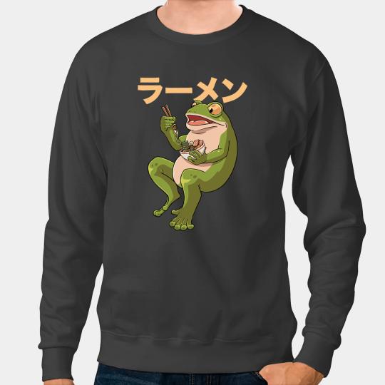 Frog Gift Toad Frog eating Ramen Soup Design for a Frog Hunter Sweatshirts