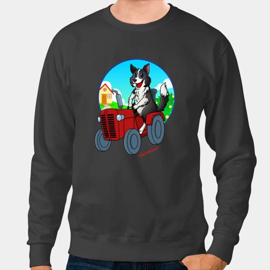 Dog Border Collie Tractor Critters Border Collie Driving a Tractor Sweatshirts