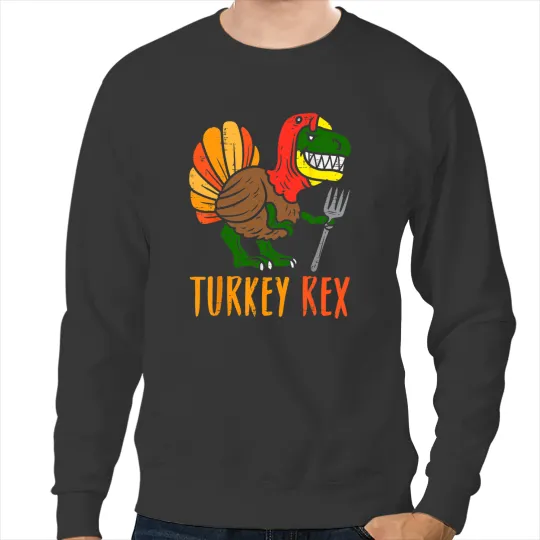 Dinosaur Dino Turkey Rex Dinosaur Funny Toddler Boys Thanksgiving Sweatshirts