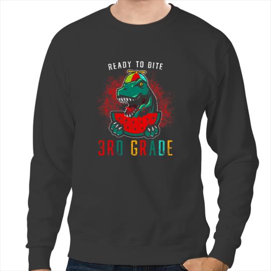 Dinosaur Dino Ready To Bite 3rd Grade Back To School Dinosaur Watermelon Sweatshirts