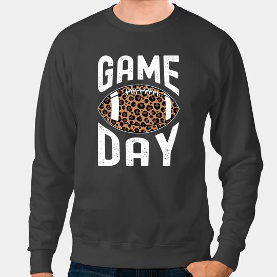 Football Gift Women Leopard Football Mom Gameday Cheetah Print Game Day Sweatshirts