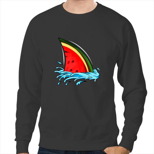 Ocean Shark Funny Watermelon Lover Summer Fruit Slice Costume Sweatshirts