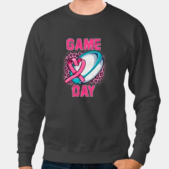 Leopard Pink Out Rugby Tackle Breast Cancer Awareness Sweatshirts