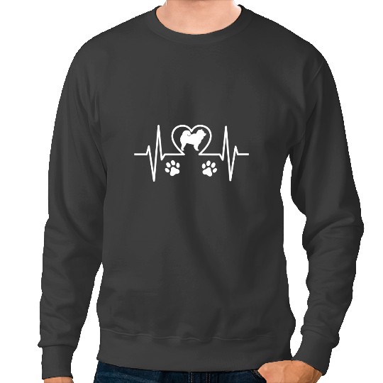 Chow Chow Dog Breed Heartbeat Paw Prints Sweatshirts