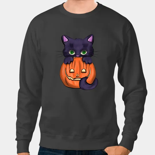 black cats Paws Black Scary Cat Pumpkin Jack O Lantern Halloween Costume 3 Sweatshirts