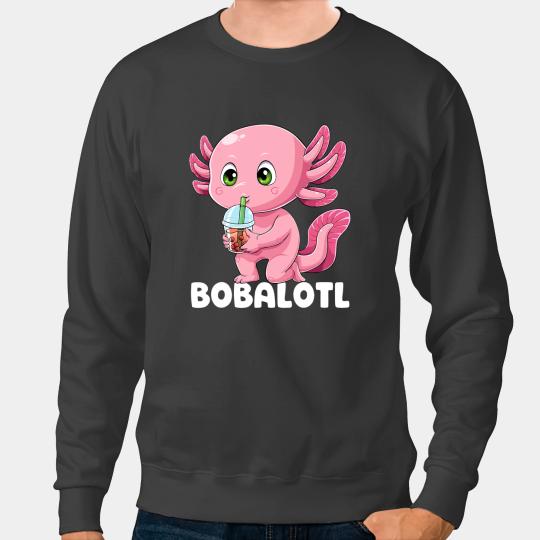 Axolotls Animals Bobalotl Axolotls Boba Tea Bubble Milk Kawaii Anime FishAxo Sweatshirts