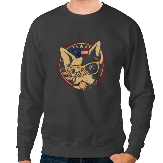 Discover 4th of July Bulldog with glasses Bulldog American Flag Sweatshirts