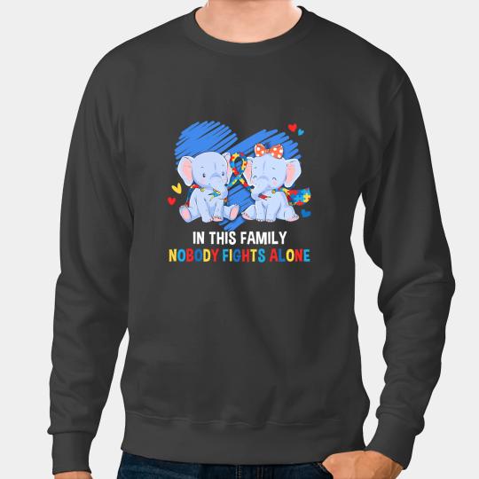 Discover Elephants Lover Autism In This Family Nobody Fights Alone Cute Autism Elephant Sweatshirts