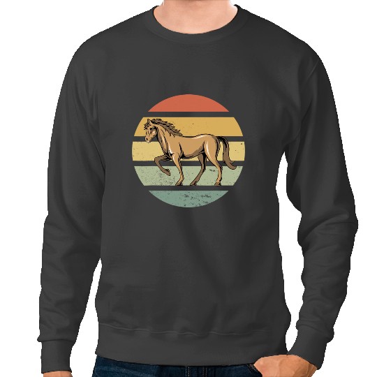 Discover Funny Horse Distressed Horse Equestrian Horse Riding vintages Horse Retro Sweatshirts