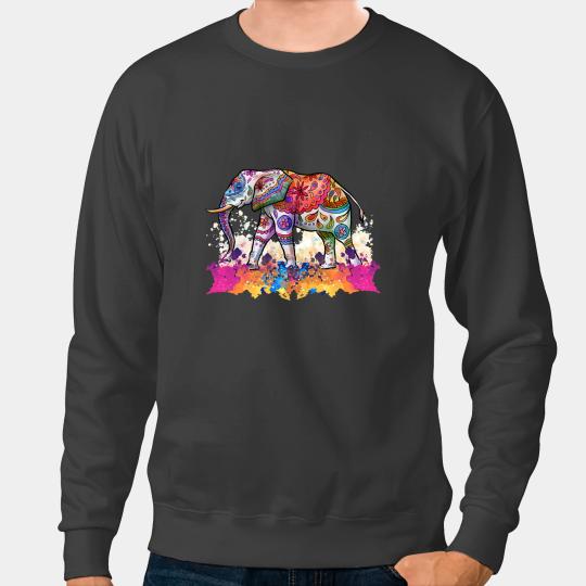 Elephants Lover Happy Holi Festival Of Colors India Spring Hindu Elephant Sweatshirts