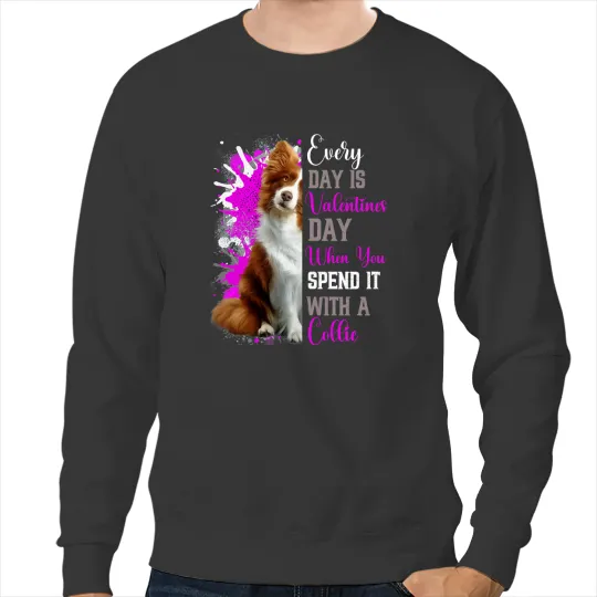 Dog Border Collie Funny Valentines Day Collie Mom Mother Border Tan Brown Coli Sweatshirts