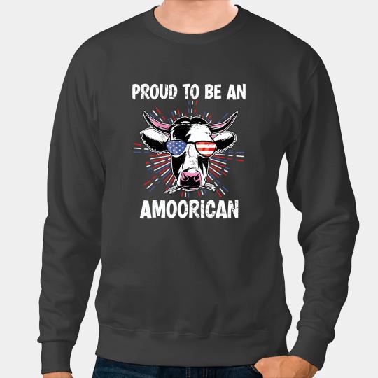 Discover Cattle Cow Funny AMoorican 4th Of July USA Flag Patriotic Cow Farmer Sweatshirts