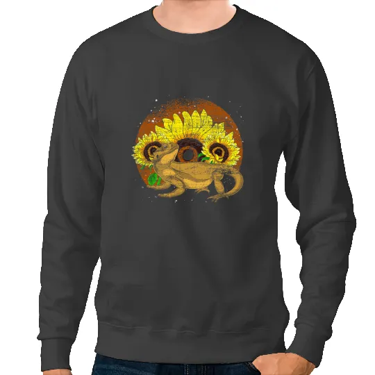 Bearded Dragon Sunflower Reptile Keeper Animal Lizard Pet Bearded Dragon Sweatshirts