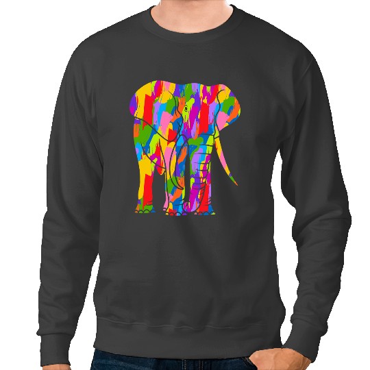 Discover Elephants Lover Art Rainbow Color Animal Art Sweatshirts