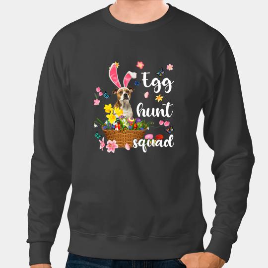 American Bulldog Happy Easter Day Easter Colorful Egg Hunt Sweatshirts