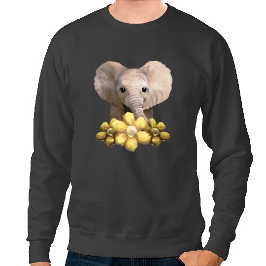 Discover Elephants Lover Artistic Elephant Animals Africa African Asian Sunflower Sweatshirts