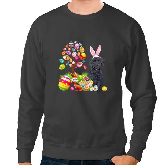 Black Cockapoo Easter Egg Tree Dogs Bunny Easters Day Sweatshirts
