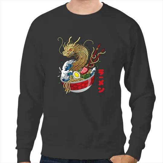 Dragon Animals Dragons Ramen Dragon Kanagawa Japanese Food Kaiju Kawaii Ramen 2 Sweatshirts