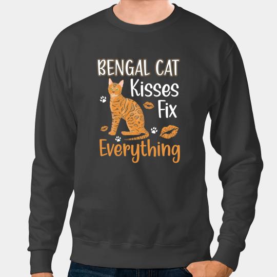 Cat Paws Bengal Cat Kisses Fix Everything Kitty Leopard Skin Sweatshirts