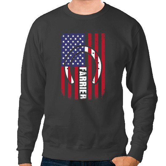 Discover Funny Horse Distressed Farrier Horseshoe American Flag 4th Of July Sweatshirts