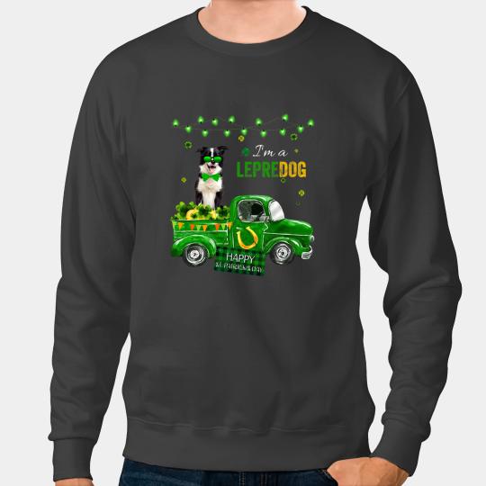 Dog Border Collie Im A Lepredog Border Collie Patricks Day Shamrock For Dog Sweatshirts
