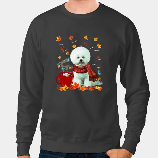 Dog Bichon Frise Fall Chocolate Hot Funny Dog Autumn Sweatshirts