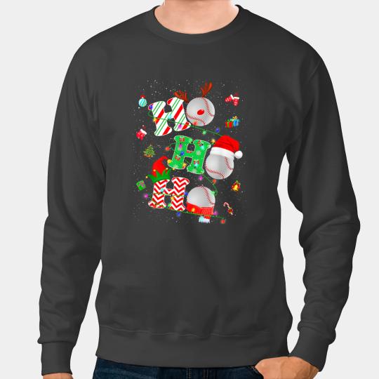 Baseball Gift Ho Ho Ho Baseball Lover Christmas Reindeer Santa Elf Xmas Sweatshirts