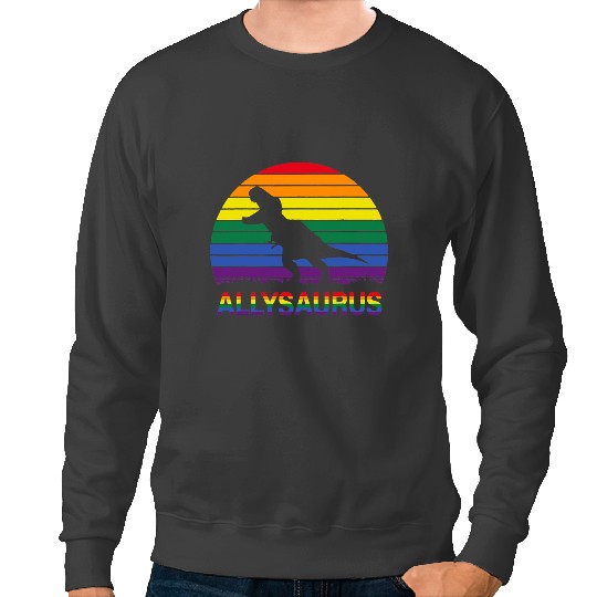 Dinosaur Dino Dino LGBT Allysaurus Rainbow Dinosaur LGBT LGBTQ Gay Lesbian Pride Sweatshirts
