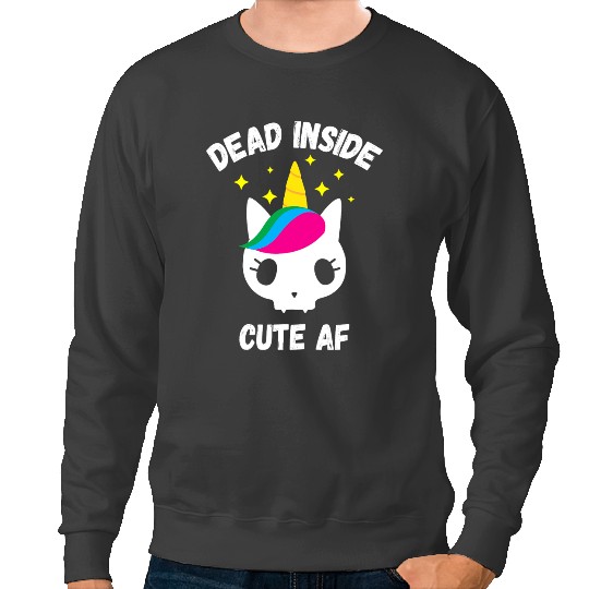 Cat Paws Deads Inside Cute AF Cat Skull Unicorns Caticorn Halloween Sweatshirts