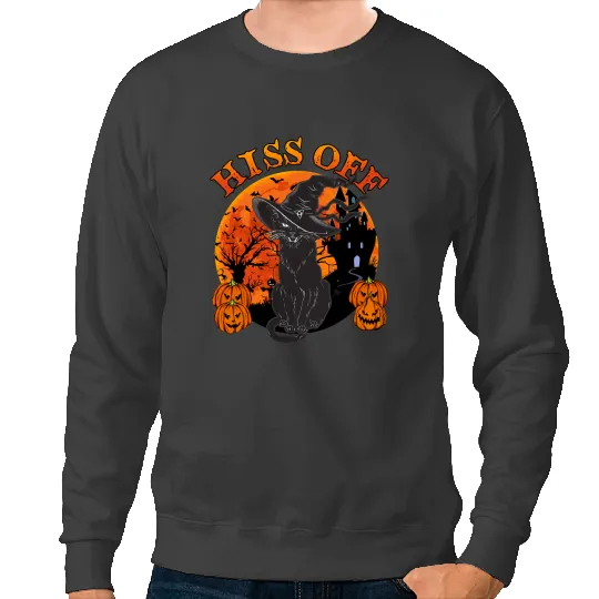 black cats Paws Lazy Halloween Costume Black Ca Hiss Off Funny Kitten Sweatshirts