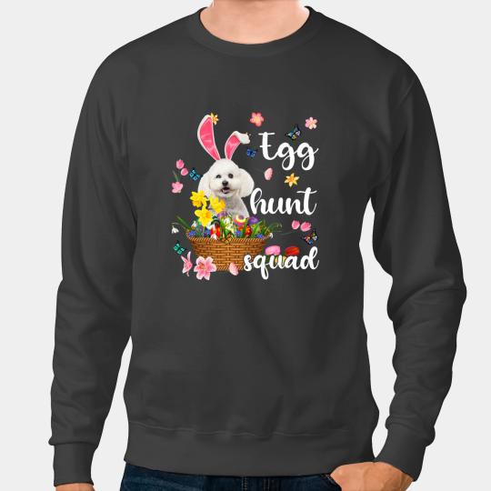 Dog Bichon Frise Happy Easter Day Easter Colorful Egg Hunt Sweatshirts