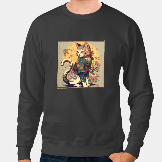 Cat Paws Japanese Art Cat Ninja Ukiyoe Anime Style Samurai Cat 62 6 Sweatshirts
