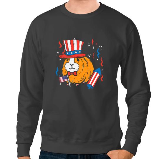 GP Guinea Pig US Flag Hat Cute 4th Of July Patriot Men Women Sweatshirts