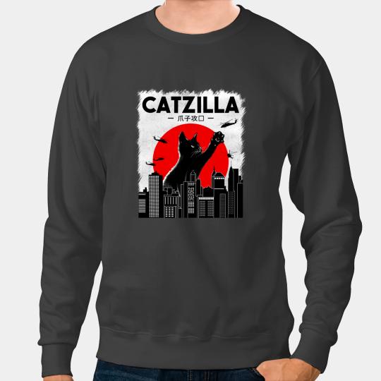 black cats Paws Catzilla Funny Cat Funny Cat Cat Lover Sweatshirts