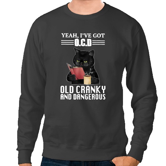 black cats Paws Yeah Ive Got Old Cranky And Dangerous Funny Sweatshirts