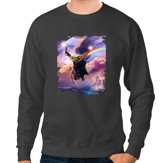 Chicken Poultry Pony Unicorns Chicken Unicorns Flying In Space Funny Fantasy Ponies Sweatshirts