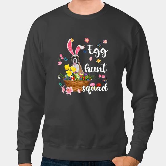 Boxer Happy Easter Day Easter Colorful Egg Hunt Boxers Dog Sweatshirts