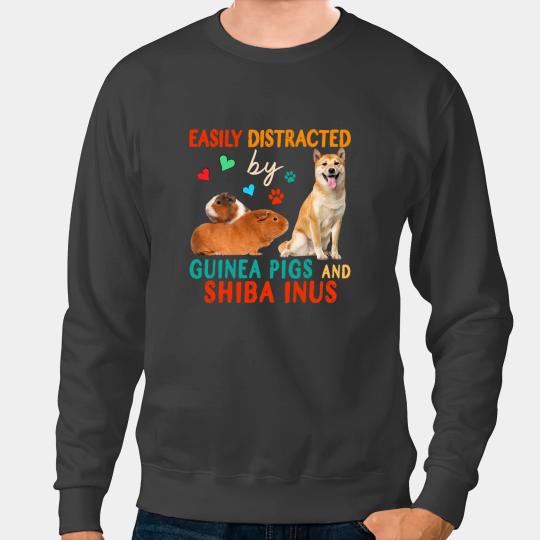 GP Guinea Pig vintages Easily Distracted By Guinea Pigs And Shiba Inus Dog Sweatshirts